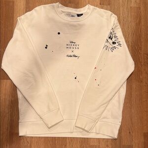 Zara Disney White Mickey Mouse x Keith Haring Crewneck Sweater